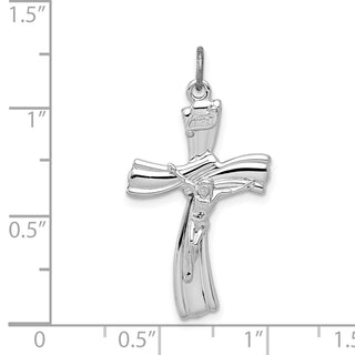 Rhodium-Plated 925 Sterling Silver Inri Crucifix Pendant QC3384