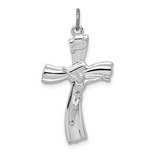 Rhodium-Plated 925 Sterling Silver Inri Crucifix Pendant QC3384