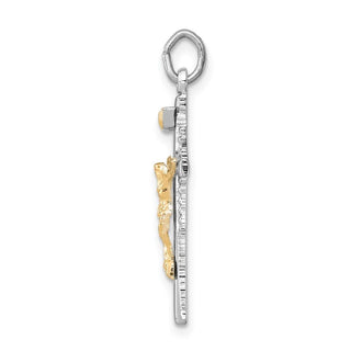 Sterling Silver Rhodium-plated & Vermeil INRI Crucifix Charm QC3385
