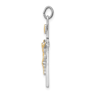 Sterling Silver Rhodium-plated & Vermeil INRI Crucifix Charm QC3386
