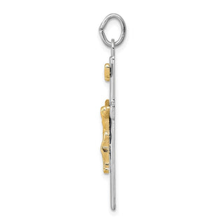 Sterling Silver Rhodium-plated & Gold-plated INRI Crucifix Charm