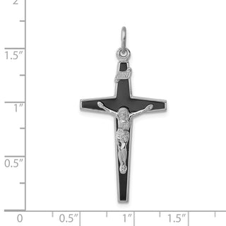 Rhodium-Plated 925 Sterling Silver Enameled Crucifix Pendant QC3396