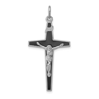 Rhodium-Plated 925 Sterling Silver Enameled Crucifix Pendant QC3396
