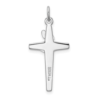 Sterling Silver Rhodium-plated Enameled Crucifix Charm