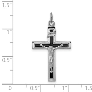 Rhodium-Plated 925 Sterling Silver Enameled Crucifix Pendant QC3399