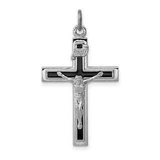 Rhodium-Plated 925 Sterling Silver Enameled Crucifix Pendant QC3399