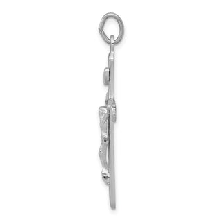 Rhodium-Plated 925 Sterling Silver Crucifix Pendant QC3405
