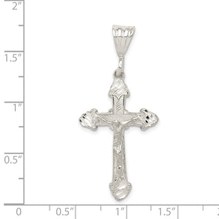 925 Sterling Silver Diamond-Cut Crucifix Pendant QC3410