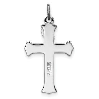 Sterling Silver Rhodium-plated Enameled INRI Crucifix Charm