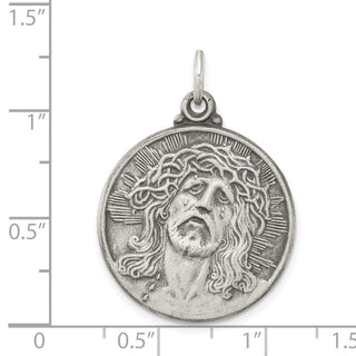 Sterling Silver Antiqued Ecce Homo Medal Pendant QC3443