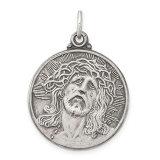 Sterling Silver Antiqued Ecce Homo Medal Pendant QC3443