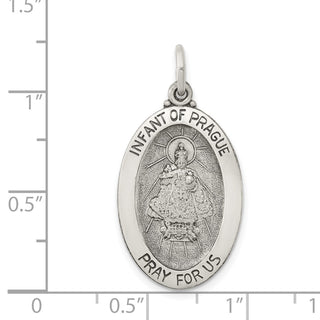 Sterling Silver Antiqued Infant of Prague Medal Pendant QC3450