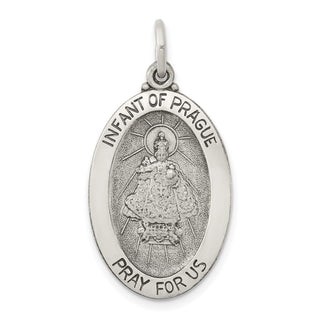 Sterling Silver Antiqued Infant of Prague Medal Pendant QC3450