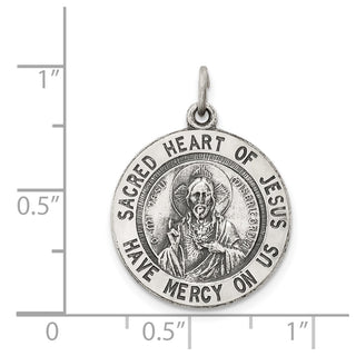 Sterling Silver Sacred Heart of Jesus Medal Pendant QC3459