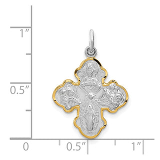 Sterling Silver Rhodium-plated & Vermeil 4-way Medal Pendant