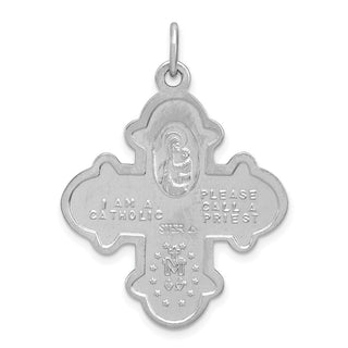 Sterling Silver Rhodium-plated 4-way Medal Pendant