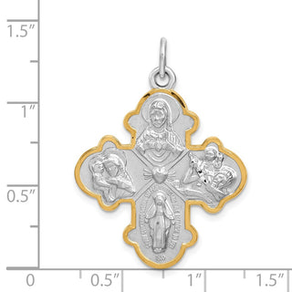 Sterling Silver Rhodium-plated 4-way Medal Pendant