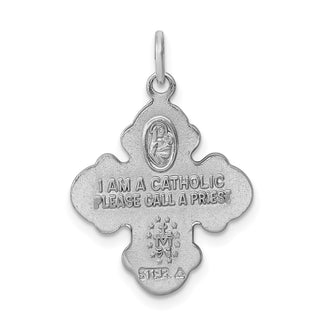 Sterling Silver Rhodium-plated Satin 4-way Medal Pendant QC3464