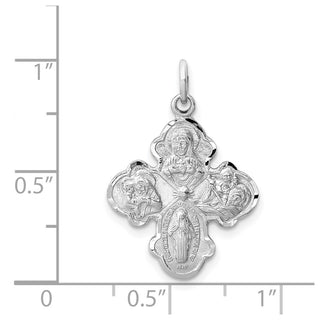 Sterling Silver Rhodium-plated Satin 4-way Medal Pendant QC3464