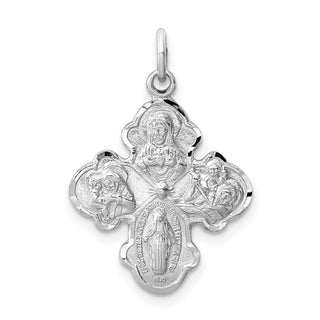 Sterling Silver Rhodium-plated Satin 4-way Medal Pendant QC3464