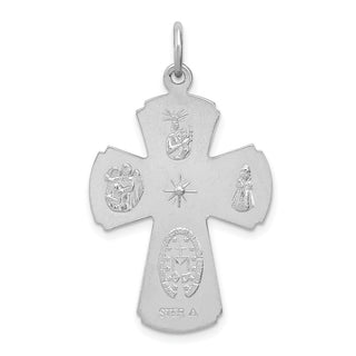 Rhodium-Plated 925 Sterling Silver Satin Cross Pendant