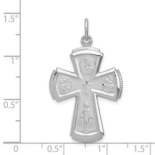 Rhodium-Plated 925 Sterling Silver Satin Cross Pendant