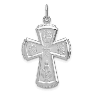 Rhodium-Plated 925 Sterling Silver Satin Cross Pendant