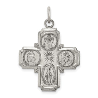 Sterling Silver Antiqued 4-way Medal Pendant QC3468