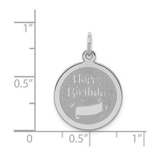Sterling Silver Rhodium-plated Happy Birthday Disc Charm QC347