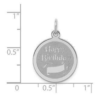 Sterling Silver Rhodium-plated Happy Birthday Disc Charm QC347