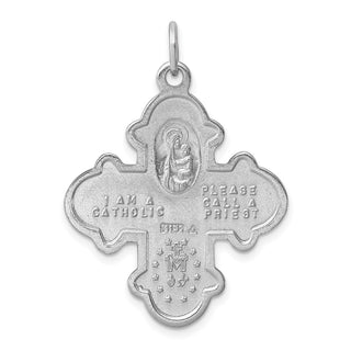 Sterling Silver Rhodium-plated Satin 4-way Medal Pendant QC3470