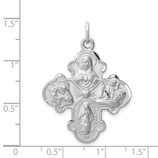 Sterling Silver Rhodium-plated Satin 4-way Medal Pendant QC3470