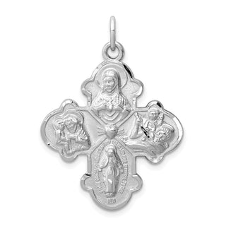 Sterling Silver Rhodium-plated Satin 4-way Medal Pendant QC3470