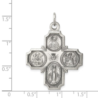 Sterling Silver Antiqued 4-way Medal Pendant QC3471