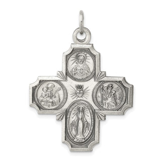Sterling Silver Antiqued 4-way Medal Pendant QC3471
