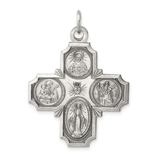 Sterling Silver Antiqued 4-way Medal Pendant QC3471