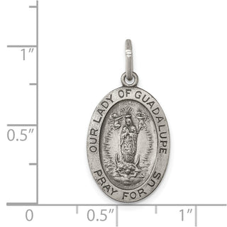 Sterling Silver Our Lady of Guadalupe Medal Pendant QC3474
