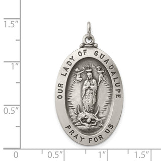 Sterling Silver Our Lady of Guadalupe Medal Pendant QC3475