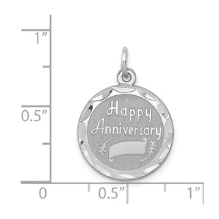 Sterling Silver Rhodium-plated Happy Anniversary Disc Charm QC348