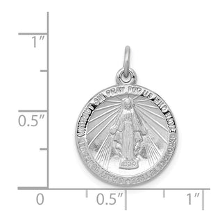 Sterling Silver Rhodium-plated Miraculous Medal Pendant QC3481