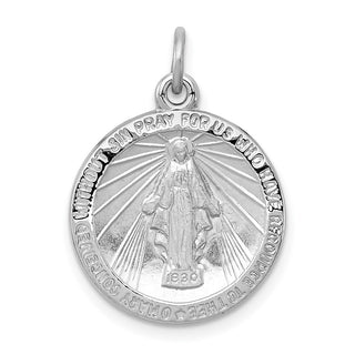 Sterling Silver Rhodium-plated Miraculous Medal Pendant QC3481