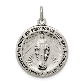 Sterling Silver Antiqued Miraculous Medal Pendant QC3482