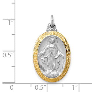 Sterling Silver Rhodium-plated Miraculous Medal Pendant QC3488