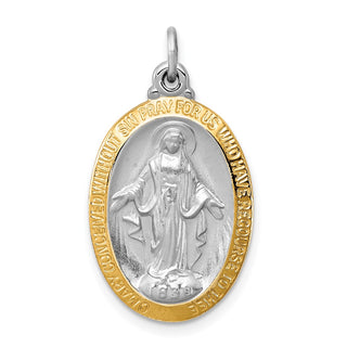 Sterling Silver Rhodium-plated Miraculous Medal Pendant QC3488