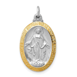 Sterling Silver Rhodium-plated Miraculous Medal Pendant QC3488