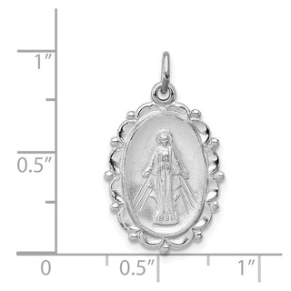 Sterling Silver Rhodium-plated Miraculous Medal Pendant QC3489
