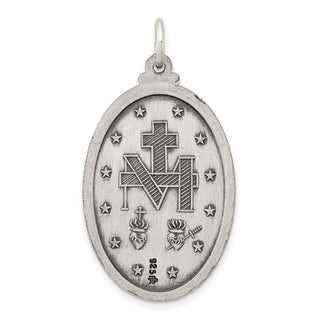 Sterling Silver Antiqued Miraculous Medal Pendant QC3492