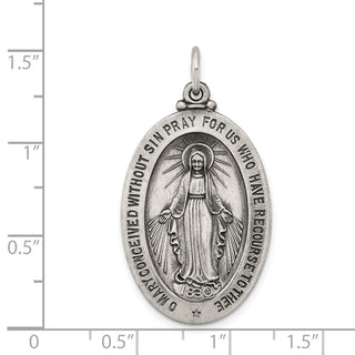 Sterling Silver Antiqued Miraculous Medal Pendant QC3492
