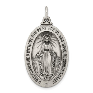 Sterling Silver Antiqued Miraculous Medal Pendant QC3492