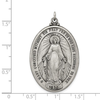 Sterling Silver Antiqued Miraculous Medal Pendant QC3493
